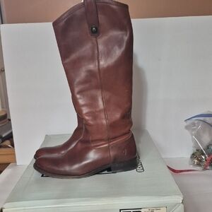 Frye Leather Melissa Button Tall Soft Cognac Leather  Boot 8.5